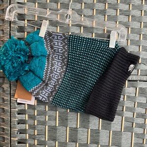 The North face heat Teal and Black Knit Accessories Set